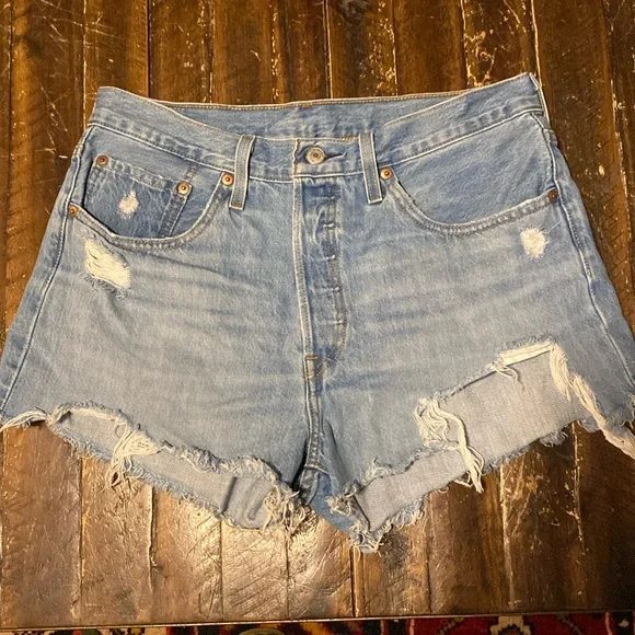 Levi’s 501 distressed cutoffs jean shorts button fly